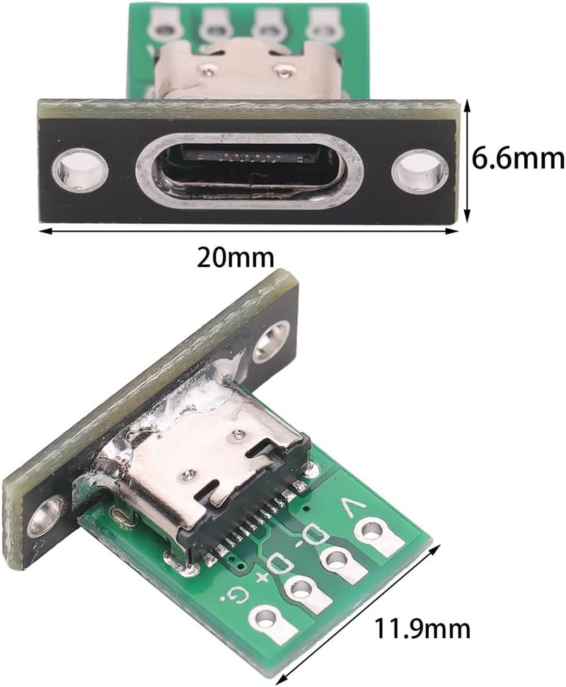 Teansic 10PCS Type C Female Socket Converter Board,USB 3.1 Female Connector with Black Fixing Plate - Image 2